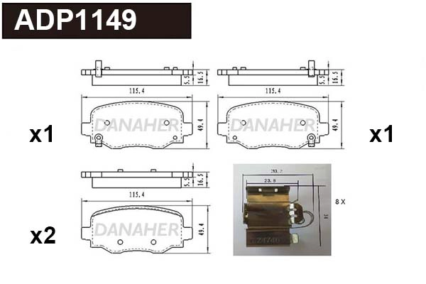 Brake Pad Set, disc brake (ADP1149)