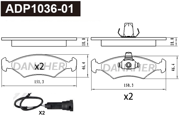 Brake Pad Set, disc brake (ADP1036-01)
