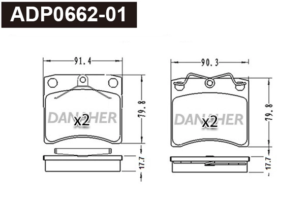 Brake Pad Set, disc brake (ADP0662-01)