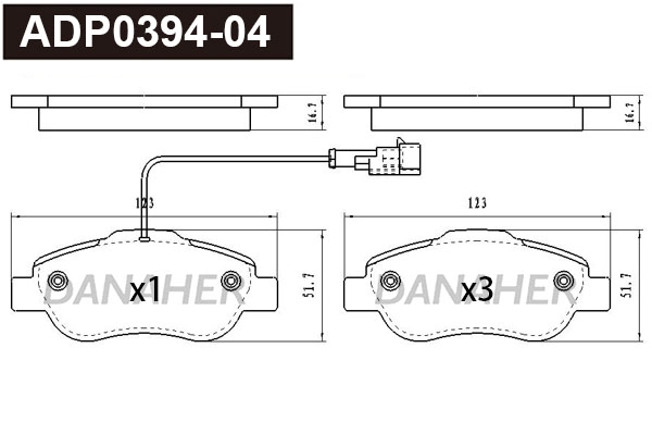 Brake Pad Set, disc brake (ADP0394-04)