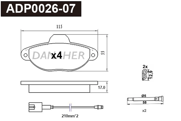 Brake Pad Set, disc brake (ADP0026-07)