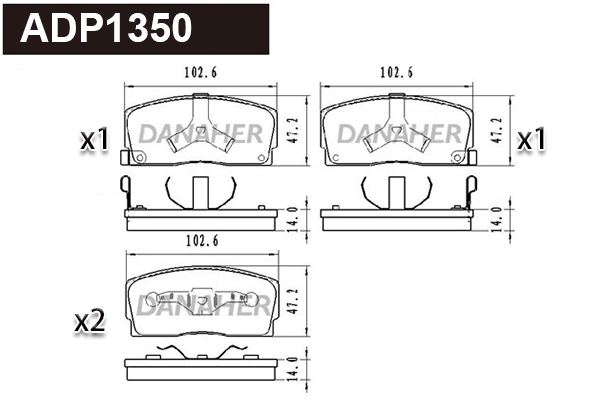 Brake Pad Set, disc brake (ADP1350)