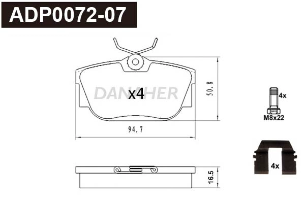 Brake Pad Set, disc brake (ADP0072-07)