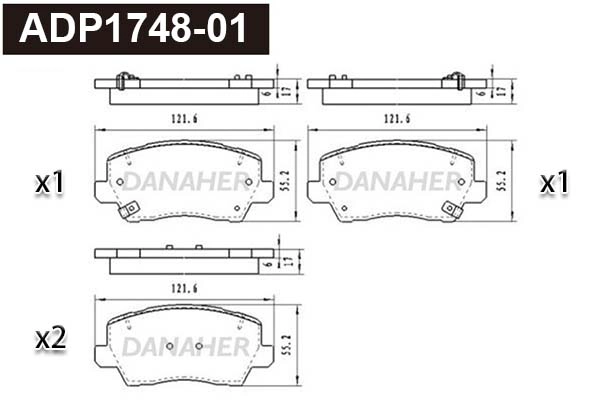 Brake Pad Set, disc brake (ADP1748-01)