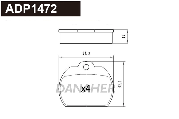 Brake Pad Set, disc brake (ADP1472)