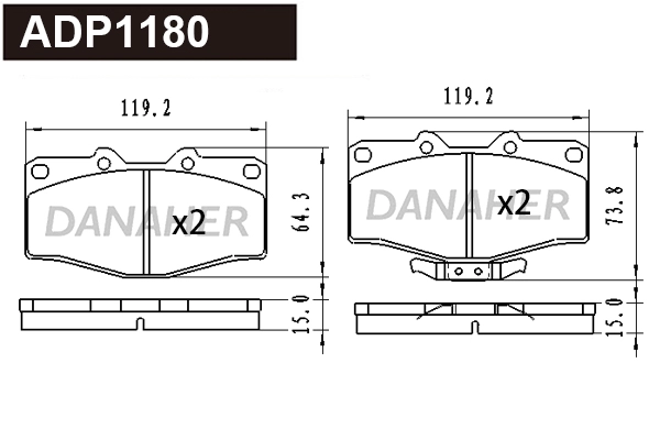 Brake Pad Set, disc brake (ADP1180)