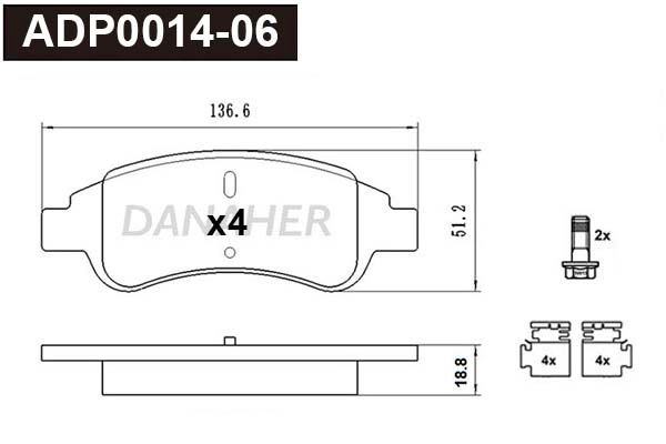 Brake Pad Set, disc brake (ADP0014-06)