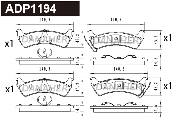 Brake Pad Set, disc brake (ADP1194)