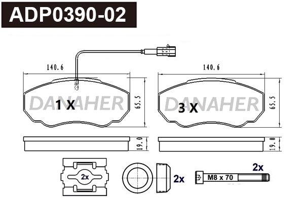 Brake Pad Set, disc brake (ADP0390-02)