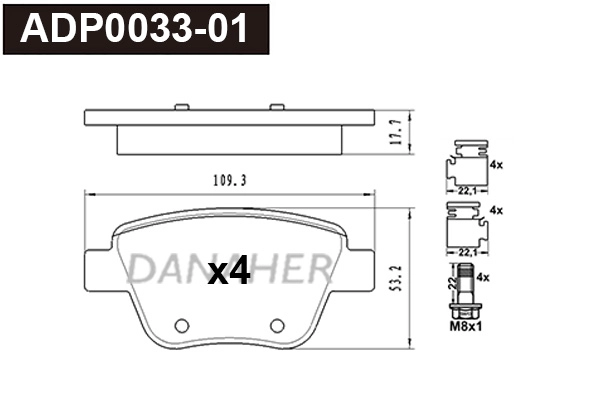 Brake Pad Set, disc brake (ADP0033-01)