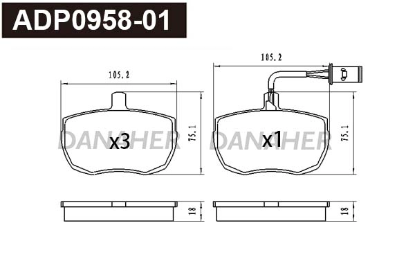 Brake Pad Set, disc brake (ADP0958-01)