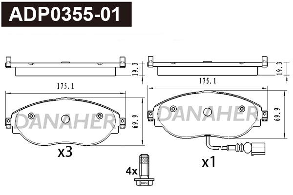 Brake Pad Set, disc brake (ADP0355-01)