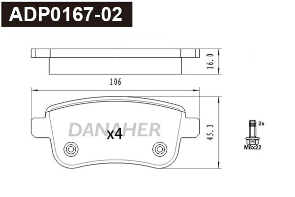 Brake Pad Set, disc brake (ADP0167-02)