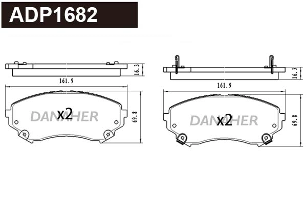 Brake Pad Set, disc brake (ADP1682)