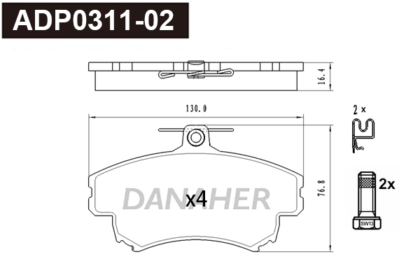 Brake Pad Set, disc brake (ADP0311-02)