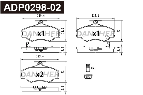 Brake Pad Set, disc brake (ADP0298-02)
