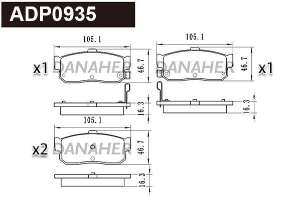 Brake Pad Set, disc brake (ADP0935)