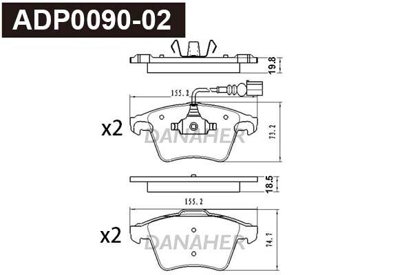 Brake Pad Set, disc brake (ADP0090-02)