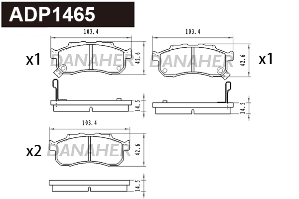 Brake Pad Set, disc brake (ADP1465)