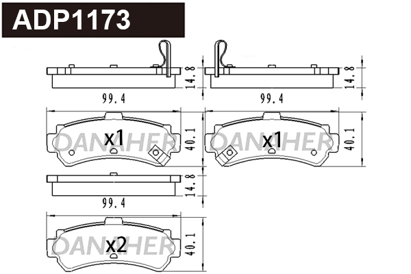 Brake Pad Set, disc brake (ADP1173)