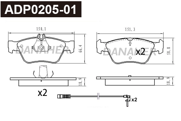 Brake Pad Set, disc brake (ADP0205-01)