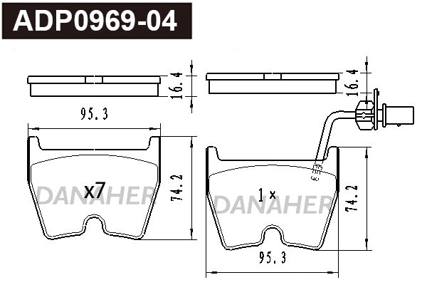 Brake Pad Set, disc brake (ADP0969-04)