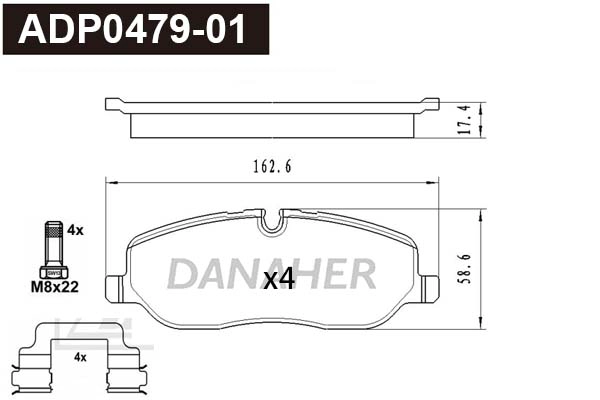 Brake Pad Set, disc brake (ADP0479-01)
