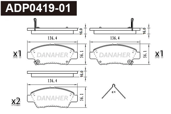 Brake Pad Set, disc brake (ADP0419-01)