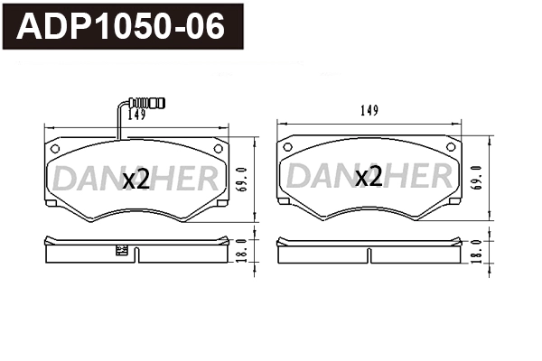 Brake Pad Set, disc brake (ADP1050-06)