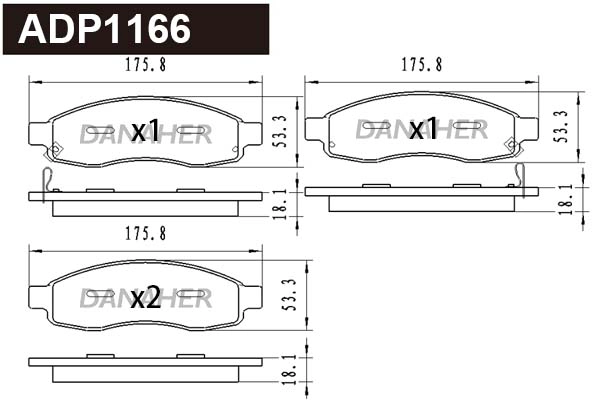 Brake Pad Set, disc brake (ADP1166)