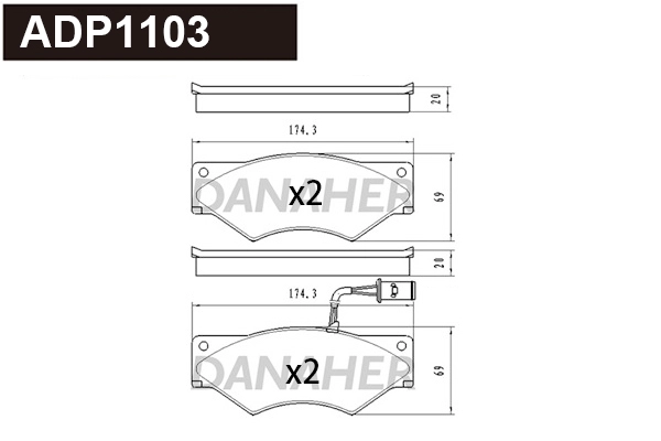 Brake Pad Set, disc brake (ADP1103)