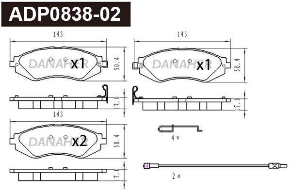 Brake Pad Set, disc brake (ADP0838-02)