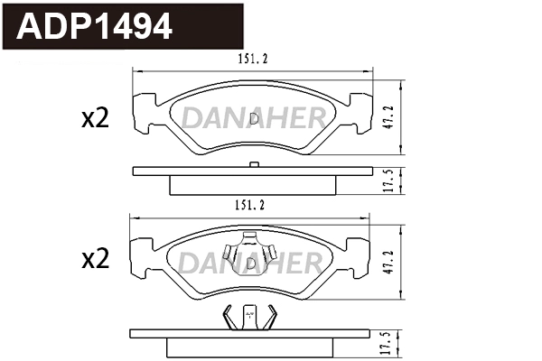 Brake Pad Set, disc brake (ADP1494)