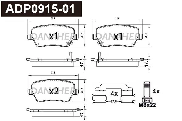 Brake Pad Set, disc brake (ADP0915-01)