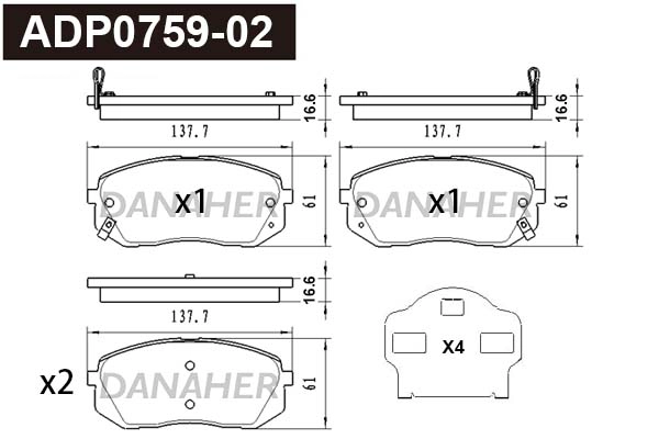 Brake Pad Set, disc brake (ADP0759-02)