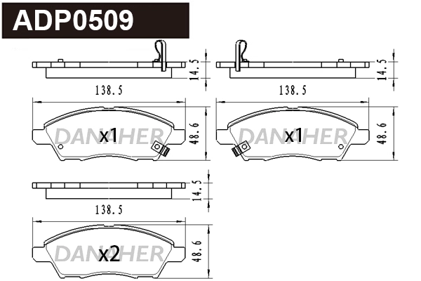 Brake Pad Set, disc brake (ADP0509)