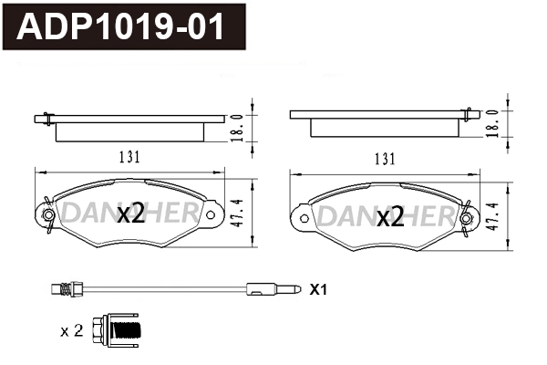 Brake Pad Set, disc brake (ADP1019-01)