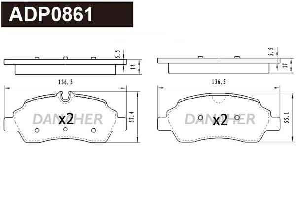 Brake Pad Set, disc brake (ADP0861)