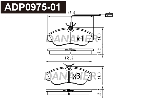 Brake Pad Set, disc brake (ADP0975-01)