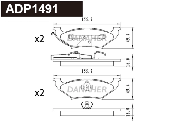 Brake Pad Set, disc brake (ADP1491)