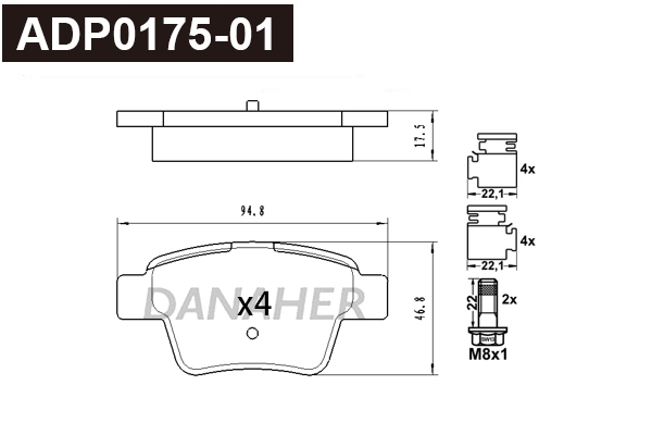 Brake Pad Set, disc brake (ADP0175-01)