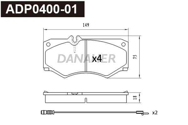 Brake Pad Set, disc brake (ADP0400-01)