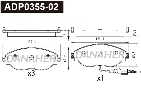 Brake Pad Set, disc brake (ADP0355-02)