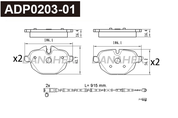 Brake Pad Set, disc brake (ADP0203-01)