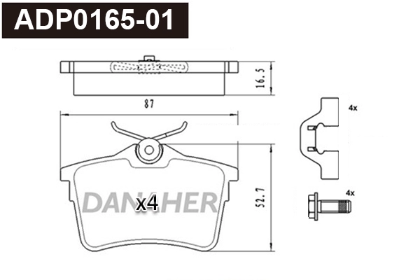 Brake Pad Set, disc brake (ADP0165-01)