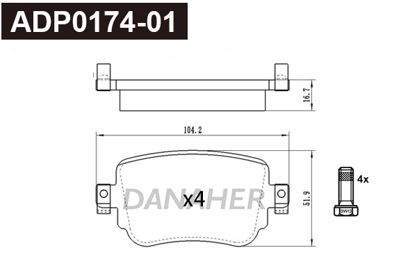 Brake Pad Set, disc brake (ADP0174-01)