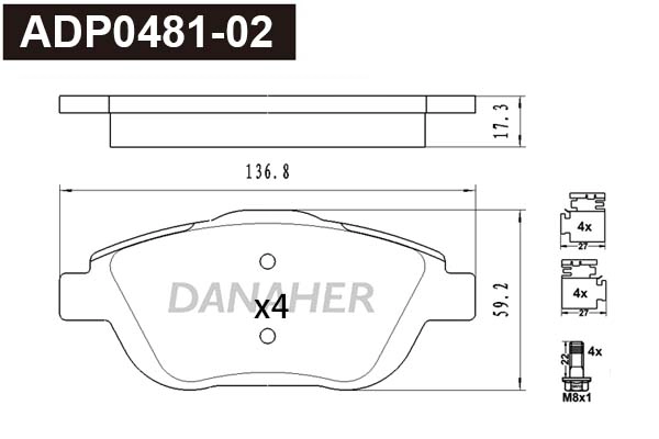 Brake Pad Set, disc brake (ADP0481-02)