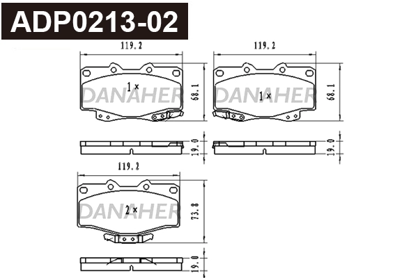 Brake Pad Set, disc brake (ADP0213-02)