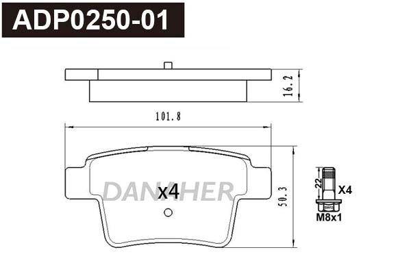 Brake Pad Set, disc brake (ADP0250-01)
