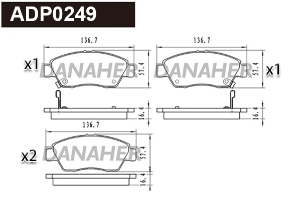 Brake Pad Set, disc brake (ADP0249)